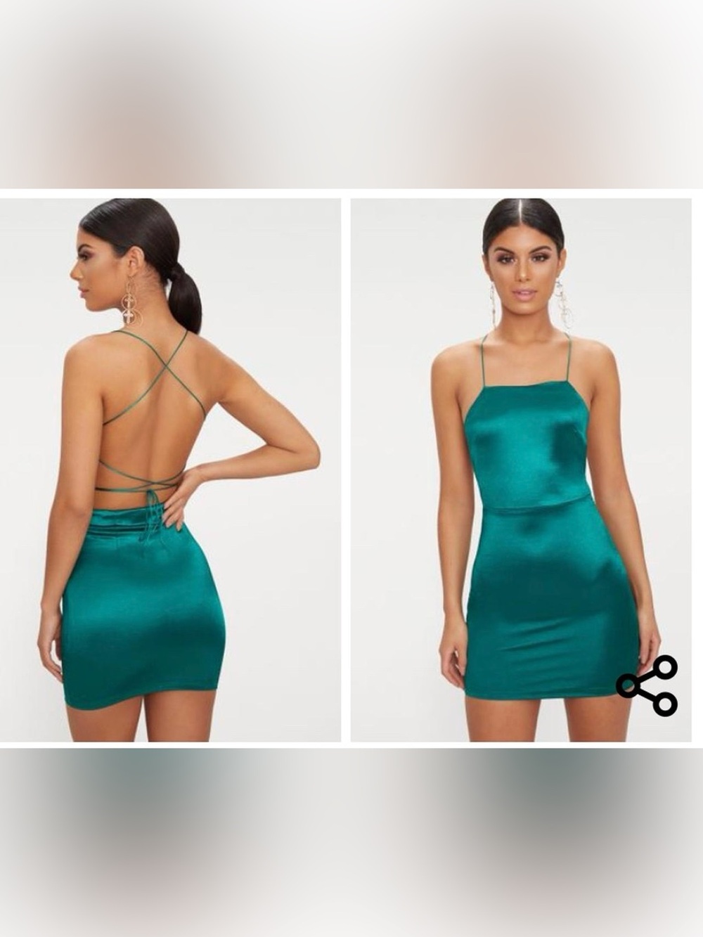 PLT Emerald Green Satin Slip Dress